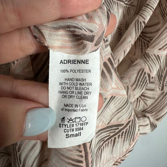 Adrienne Women's Pink, Brown and Ivory Sheer Tropical Plant Print Poncho Size‎ S - Picture 6 of 7